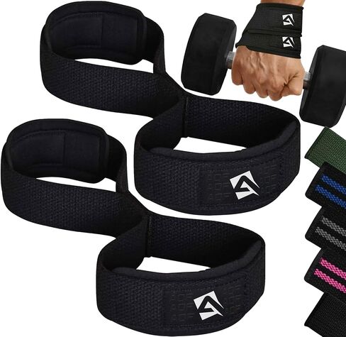 AQF Figure 8 Weight Lifting Straps, Heavy Duty Gym Wrist Straps with Padded Cuff Support, Non-Slip Hand Bar Grip, Ideal Deadlift Straps for Powerlifting, Bodybuilding & Strength Training Workouts in Saudi Arabia