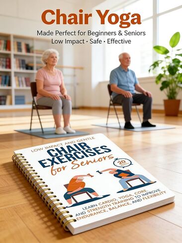 Chair Yoga for Seniors Over 60 Book, 2-Person Cover Design with Exercise Chart, Gentle Poses for Weight Loss and Mobility, Senior Workout Guide for Home in Saudi Arabia