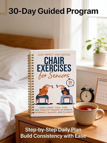 Chair Yoga for Seniors Over 60 Book, 2-Person Cover Design with Exercise Chart, Gentle Poses for Weight Loss and Mobility, Senior Workout Guide for Home in Saudi Arabia