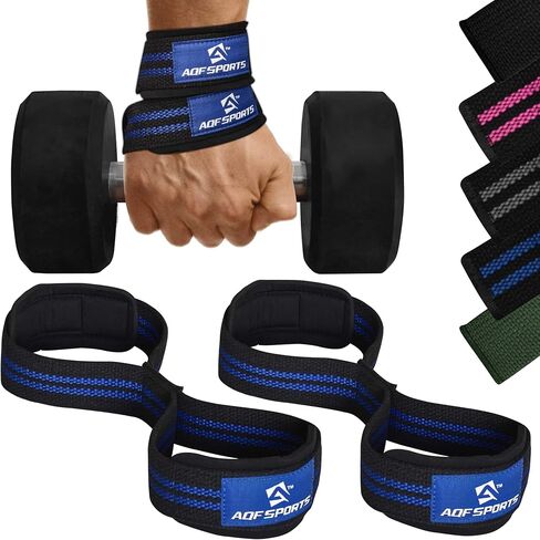 AQF Figure 8 Weight Lifting Straps, Heavy Duty Gym Wrist Straps with Padded Cuff Support, Non-Slip Hand Bar Grip, Ideal Deadlift Straps for Powerlifting, Bodybuilding & Strength Training Workouts in Saudi Arabia