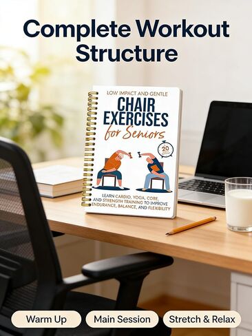 Chair Yoga for Seniors Over 60 Book, 2-Person Cover Design with Exercise Chart, Gentle Poses for Weight Loss and Mobility, Senior Workout Guide for Home in Saudi Arabia