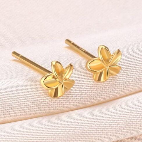 Dainty Flower Stud Earrings for Women 925 Sterling Silver Tiny Plumeria Earrings for Sensitive Ears Jewelry in Saudi Arabia