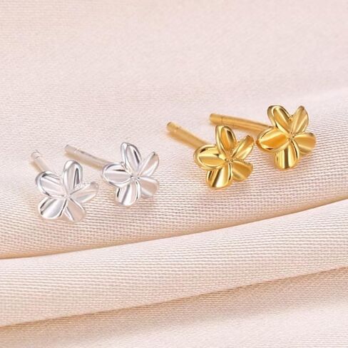 Dainty Flower Stud Earrings for Women 925 Sterling Silver Tiny Plumeria Earrings for Sensitive Ears Jewelry in Saudi Arabia