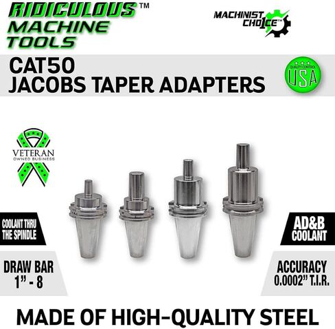 CAT50 JACOBS TAPER 2 X 1.57" ADAPTOR G2.5 X 30,000 RPM (0.0002 T.I.R.) Machinist Choice in Saudi Arabia