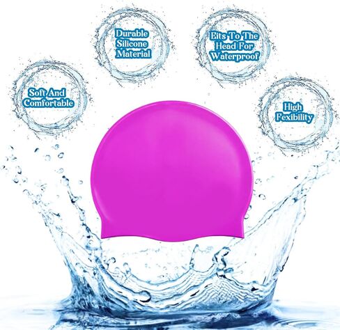 Syhood 6 Sets Swim Cap with Ear Plug & Nose Clip - 6 Color Unisex Silicone Summer Swimming Hat Set Bulk for Women Men Pool Beach Water Park in Saudi Arabia