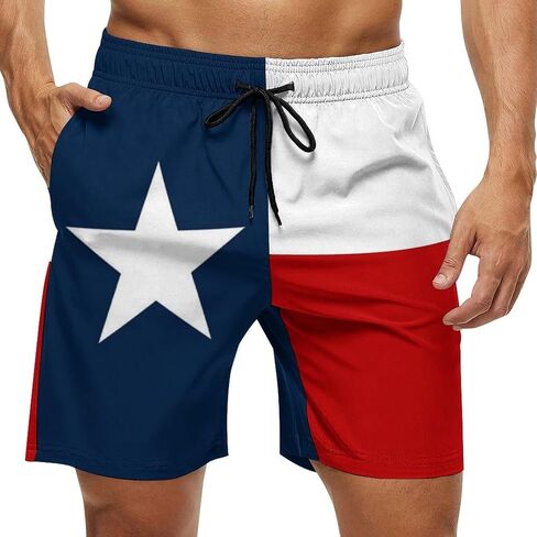Texas Flag Swim Trunks for Mens, Lone Stars Quick Dry Beach Shorts with Mesh Lining Mens Bathing Suit in Saudi Arabia