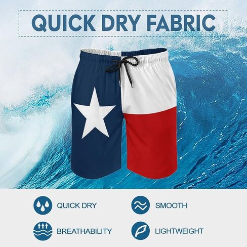 Texas Flag Swim Trunks for Mens, Lone Stars Quick Dry Beach Shorts with Mesh Lining Mens Bathing Suit in Saudi Arabia