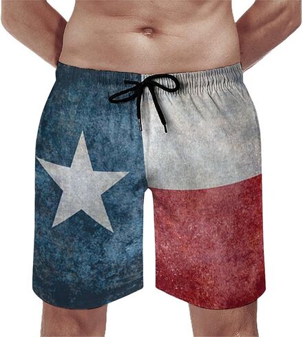 Texas Flag Swim Trunks for Mens, Lone Stars Quick Dry Beach Shorts with Mesh Lining Mens Bathing Suit in Saudi Arabia