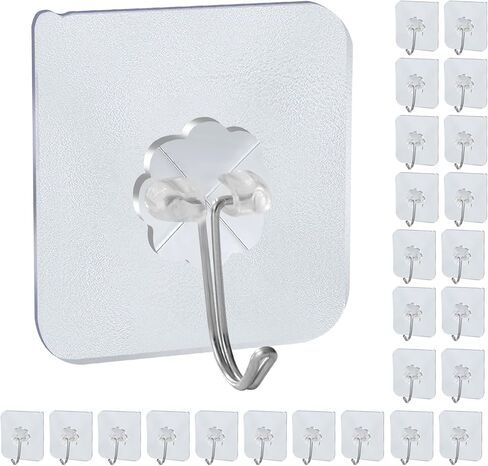 Adhesive Hooks wall Hanging Hook,Heavy-Duty self-Adhesive Hook 22lb (Max),Be Waterproof,Used for Coat and hat Buckles, Bathroom, Kitchen wardrobes, Office, Transparent,no Trace(12 pcs)... in Saudi Arabia