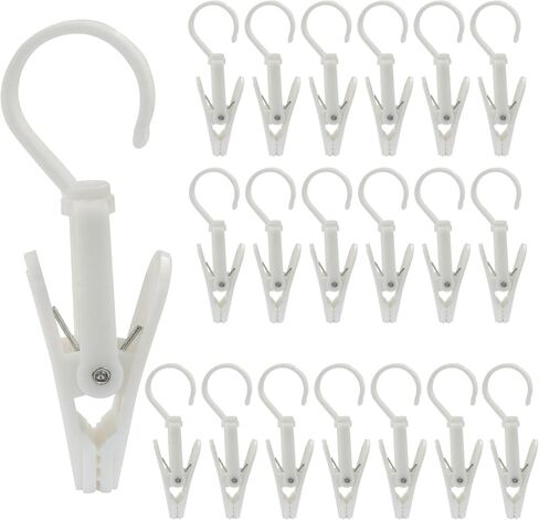 20 Pack Super Strong Swivel Hanging Hooks, Laundry Clips Plastic Clothes Pins Beach Towel Clips, 360° Rotating Curtain Clips for Home Office & Workshop/Clothing Store/Closet, 4.3-inch(Black) in Saudi Arabia