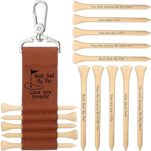 Ceenna 6 Pcs Father's Day Golf Tees Holder Set Wooden Tees Birthday Golf Gift for Men Grandpa from Daughter Son in Saudi Arabia
