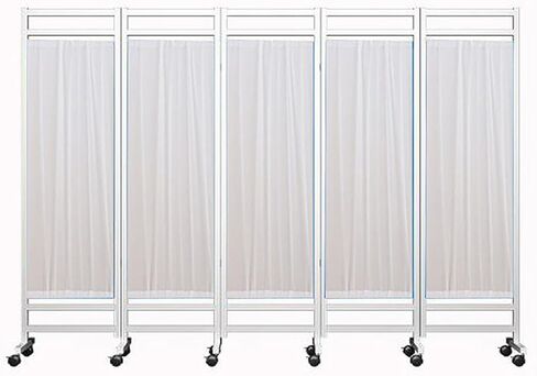 5 Panel Room Divider Folding Privacy Screen, Outdoor Retractable Partition for Patio Privacy, Portable Medical Screen on Wheels, Mobile Separator(Blue) in Saudi Arabia