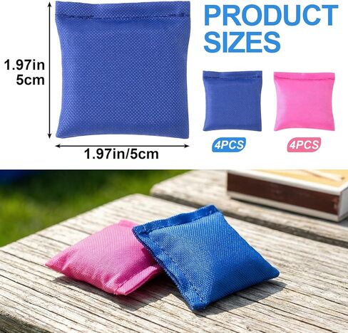 8pcs Cornhole Bean Bags for Tossing, Mini Canvas Cornhole Bean Bags, 2 Styles Small Corn Hole Supplies for Party Toss Game Outdoor Activities- Blue & Pink in Saudi Arabia
