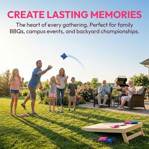 8pcs Cornhole Bean Bags for Tossing, Mini Canvas Cornhole Bean Bags, 2 Styles Small Corn Hole Supplies for Party Toss Game Outdoor Activities- Blue & Pink in Saudi Arabia