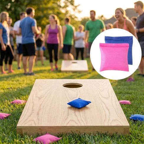 8pcs Cornhole Bean Bags for Tossing, Mini Canvas Cornhole Bean Bags, 2 Styles Small Corn Hole Supplies for Party Toss Game Outdoor Activities- Blue & Pink in Saudi Arabia
