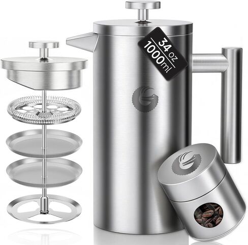 Coffee Gator French Press Coffee Maker 34 oz, Non-Toxic, Gray in Kuwait