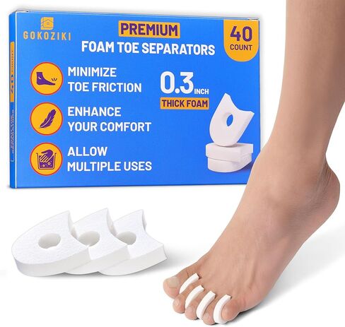 40PCS Premium Foam Toe Separators & Toe Cushions, Soft Foam Toe Spacers for Overlapping Toes, Individual Toe Separators, Between Toes Cushion Pads for Women and Men, Toe Dividers, Foot Care in Saudi Arabia