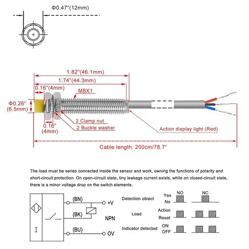مفتاح مستشعر القرب الحثي 4 مم من Heschen، HS-M8-Ni4-AN6، غير مضمن، نوع أسطواني، DC10-30V 200mA، NPN NO (مفتوح عادة)، 3 أسلاك، CE، أصفر in Saudi Arabia