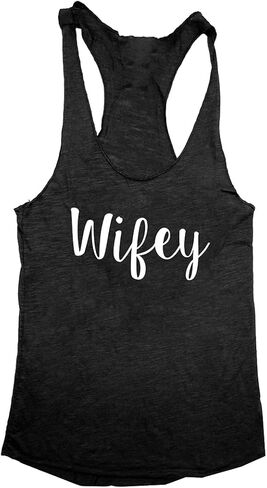 قميص Wifey Racerback بدون أكمام، قميص عتيق مرقط ثلاثي المزيج للنساء in Saudi Arabia
