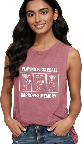 قميص Pickleball بدون أكمام للنساء اللاتي يحبن لعب كرة Pickleball يحسّن الذاكرة، كان في قميص بدون أكمام in Kuwait