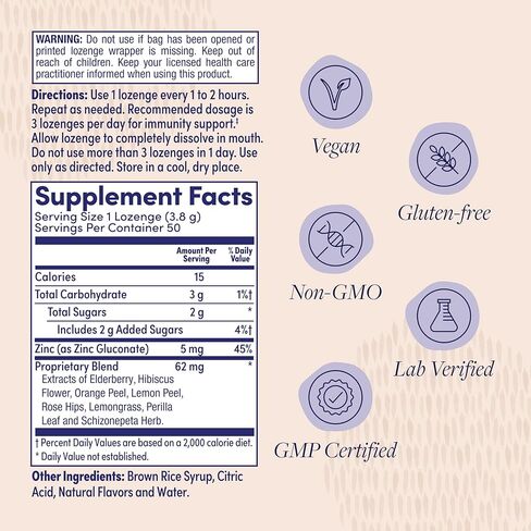 ZAND Immunity Elderberry Zinc الحلق معينات 2-حزمة - معينات الفم الجافة جيدة بالنسبة لك، مكملات دعم المناعة مع Elderberry، الزنك 5 ملغ - تهدئة الحلق الجاف، نكهة طبيعية، خالية من الغلوتين، 50ct لكل عصام in Kuwait