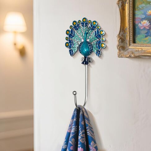 Decorative Metal Hanging Hooks, 3-Pack – Toucan, Peacock, Butterfly and Blossom Design | Wall Hooks for Indoors & Outdoors (Peacock Blue) in Kuwait