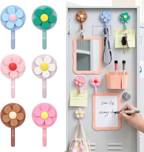 Leinuosen 6 Pcs Magnetic Locker Decorations Smile Face Magnetic Hooks Back to School Colorful Decorative Locker Hanger for Classroom Office Home Kitchen Fridge Decor in Saudi Arabia