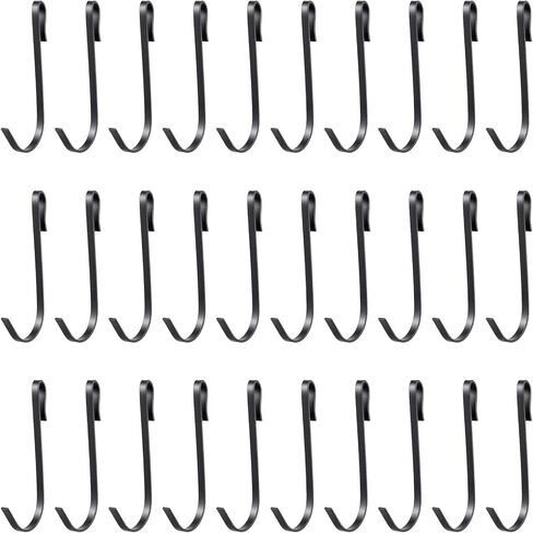 Teaaha 30 PCS J Hooks for Hanging, 2.4 Inch Clip-On Stainless Steel Wire Shelf Hooks, J Shaped Rack Hanger Sink Grid Hook for Hanging Closet, Kitchen Utensil, Pot, Pan, Bags in Saudi Arabia