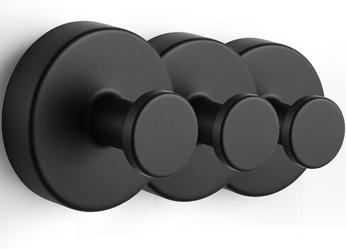 Suction Cup Hooks, Shower Hooks for Inside Shower, No-Drill Towel Hook Stainless Steel Waterproof Suction Hook for Wreaths, Loofah, Towel, Coat, Bath Robe (3, Black) in Saudi Arabia