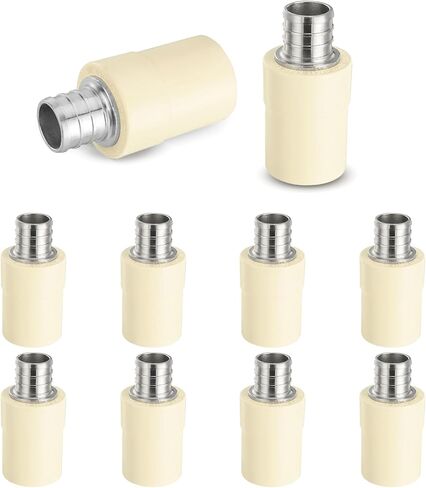 20-Pack HeSun 1/2-Inch CPVC Transition Coupling, 1/2" PEX x 1/2" CPVC Brass Crimp Pex Fittings, ASTM F1807(PEX1807340-20) in Saudi Arabia