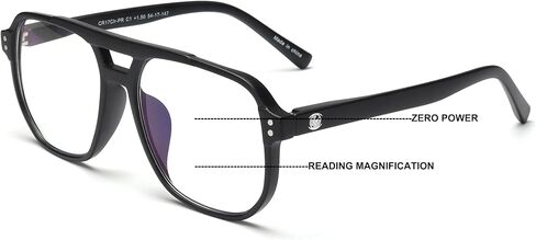 Square Large Progressive Anti-Blue Reading Glasses – No Line, No Bubble – Zero Power on Top Reader CR17 in Saudi Arabia