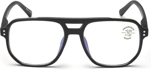 Square Large Progressive Anti-Blue Reading Glasses – No Line, No Bubble – Zero Power on Top Reader CR17 in Saudi Arabia