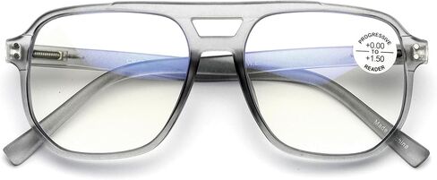 Square Large Progressive Anti-Blue Reading Glasses – No Line, No Bubble – Zero Power on Top Reader CR17 in Saudi Arabia