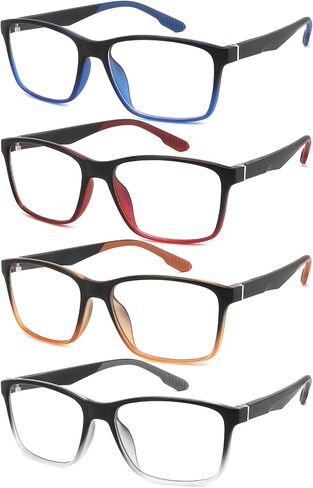 Reading Glasses for Men,4 Pack Lightweight Computer Readers for Men Blue Light Blocking with Spring Hinge,Mens eye glasses Anti Eyestrain/Dryness/UV,Two Tone Cheaters Reading Glasses +2.0 in Saudi Arabia
