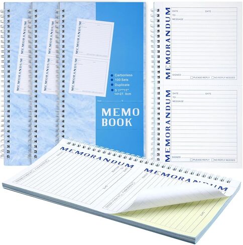 Eaasty 3-Pack Memorandum Book Carbonless 2 Part Duplicate Spiral Bound with Tear Off Line Portable Memo Pad Suitable for Office or School in Saudi Arabia