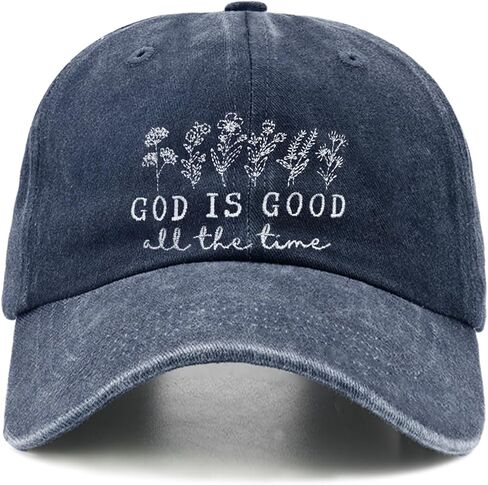 قبعات God is Good Christian Jesus للنساء قبعة دينية مطرزة قابلة للتعديل، قبعات بيسبول مغسولة باللون الأسود in Kuwait