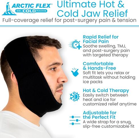 Vive Jaw Ice Pack Wrap for Face & Oral Surgery - Wisdom Teeth Ice Head Mask - Hot & Cold, Reusable, Iced Icepack for Face - Tooth Pain, Extraction - Tonsillectomy Recovery, Relief for Injuries in Saudi Arabia