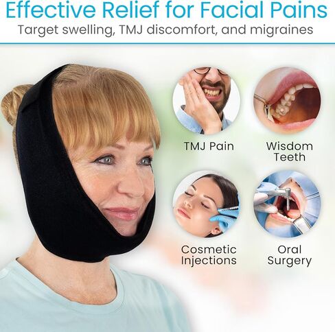 Vive Jaw Ice Pack Wrap for Face & Oral Surgery - Wisdom Teeth Ice Head Mask - Hot & Cold, Reusable, Iced Icepack for Face - Tooth Pain, Extraction - Tonsillectomy Recovery, Relief for Injuries in Saudi Arabia