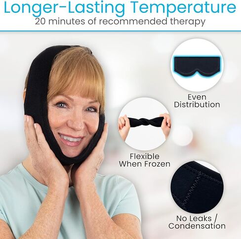 غلاف Vive Jaw Ice Pack للوجه وجراحة الفم - قناع رأس الثلج لأسنان الحكمة - ساخن وبارد، قابل لإعادة الاستخدام، كيس ثلج مثلج للوجه - ألم الأسنان، الاستخلاص - تعافي استئصال اللوزتين، تخفيف الإصابات in Kuwait