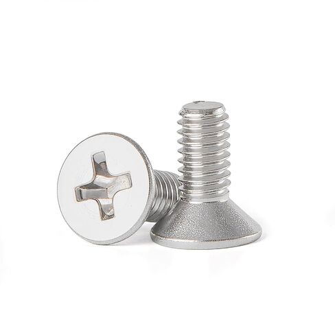 M6-1 x 25mm Phillips Flat Countersunk Head Machine Screws, 304 Stainless Steel, Full Thread Fasteners (25-Pack) - Electrical & Switch Plate Screws for Electronics & Hardware in Saudi Arabia