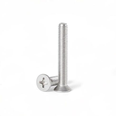 M6-1 x 25mm Phillips Flat Countersunk Head Machine Screws, 304 Stainless Steel, Full Thread Fasteners (25-Pack) - Electrical & Switch Plate Screws for Electronics & Hardware in Saudi Arabia