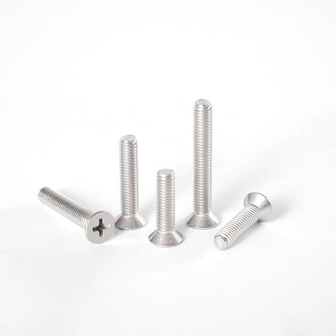 M6-1 x 25mm Phillips Flat Countersunk Head Machine Screws, 304 Stainless Steel, Full Thread Fasteners (25-Pack) - Electrical & Switch Plate Screws for Electronics & Hardware in Saudi Arabia