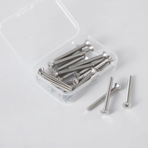 M6-1 x 25mm Phillips Flat Countersunk Head Machine Screws, 304 Stainless Steel, Full Thread Fasteners (25-Pack) - Electrical & Switch Plate Screws for Electronics & Hardware in Saudi Arabia