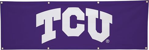 لافتة بوليستر مطبوعة من TCU Horned Frogs College Sports - مرخصة من الرابطة الوطنية لرياضة الجامعات (NCAA) - زينة التخرج المعلقة - لافتة مدرسية (أرجواني، أبيض) (2 × 6 بوصات) in Saudi Arabia