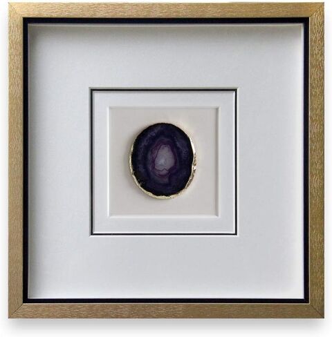 ARTECORS Modern 13x34 inch Trio Blue Agate Framed Wall Art 4 inch Golden Plated Geode Stone Artwork for Living Room Bedroom Home Décor in Saudi Arabia