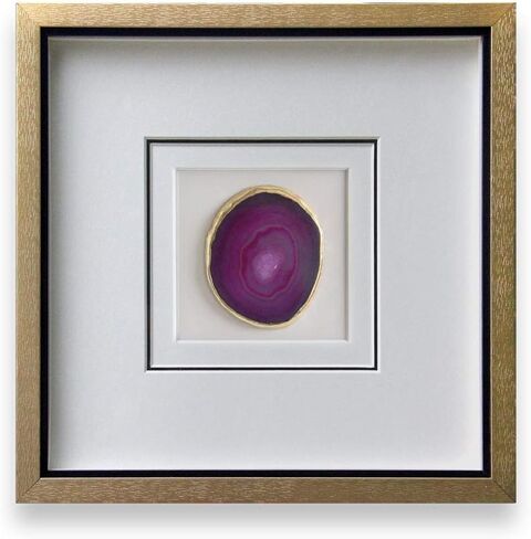 ARTECORS Modern 13x34 inch Trio Blue Agate Framed Wall Art 4 inch Golden Plated Geode Stone Artwork for Living Room Bedroom Home Décor in Saudi Arabia