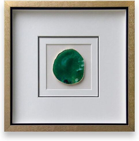 ARTECORS Modern 13x34 inch Trio Blue Agate Framed Wall Art 4 inch Golden Plated Geode Stone Artwork for Living Room Bedroom Home Décor in Saudi Arabia