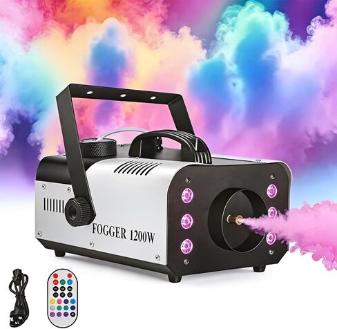 1200W Fog Machine Indoor Outdoor with LED Lights, 14 Colors & 4 Auto Modes, Smoke Machine Fog 6000CFM with Wireless Remote Control, Perfect for Wedding, Party, Stage, Halloween (Silver) in Saudi Arabia