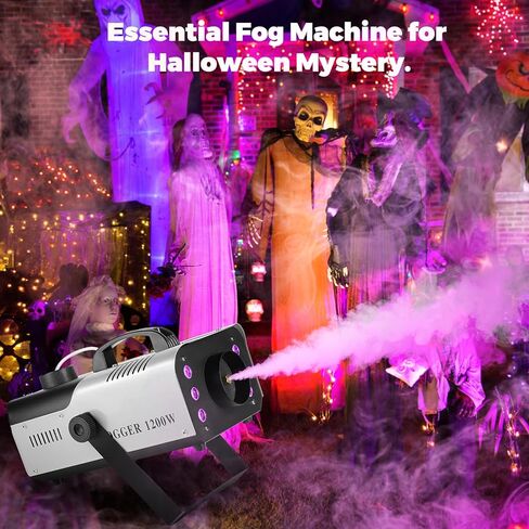 1200W Fog Machine Indoor Outdoor with LED Lights, 14 Colors & 4 Auto Modes, Smoke Machine Fog 6000CFM with Wireless Remote Control, Perfect for Wedding, Party, Stage, Halloween (Silver) in Saudi Arabia