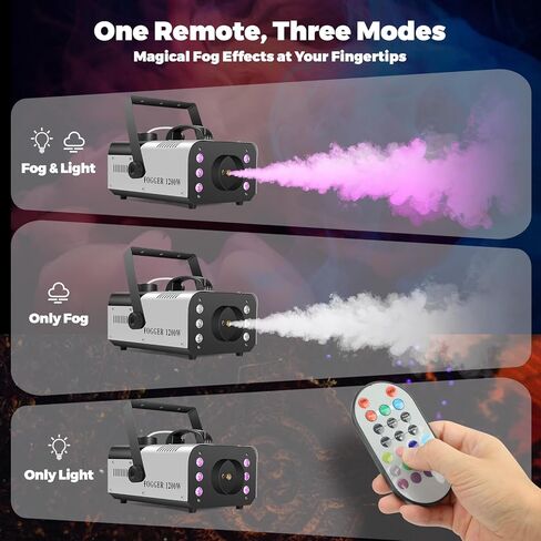 1200W Fog Machine Indoor Outdoor with LED Lights, 14 Colors & 4 Auto Modes, Smoke Machine Fog 6000CFM with Wireless Remote Control, Perfect for Wedding, Party, Stage, Halloween (Silver) in Saudi Arabia